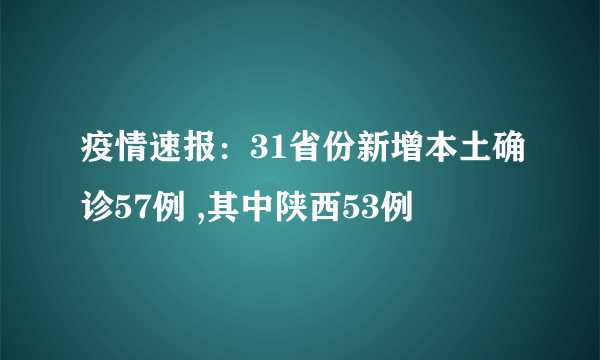 疫情速报：31省份新增本土确诊57例 ,其中陕西53例
