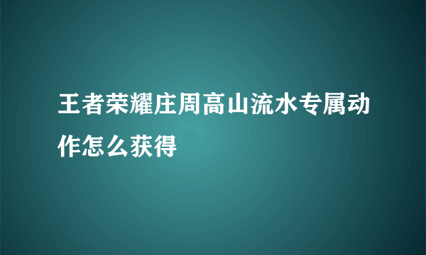 王者荣耀庄周高山流水专属动作怎么获得