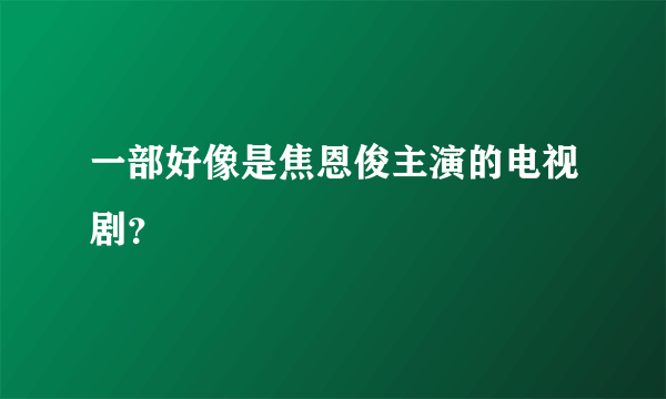 一部好像是焦恩俊主演的电视剧？