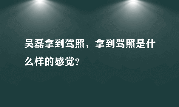 吴磊拿到驾照，拿到驾照是什么样的感觉？