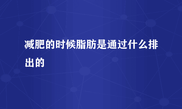 减肥的时候脂肪是通过什么排出的