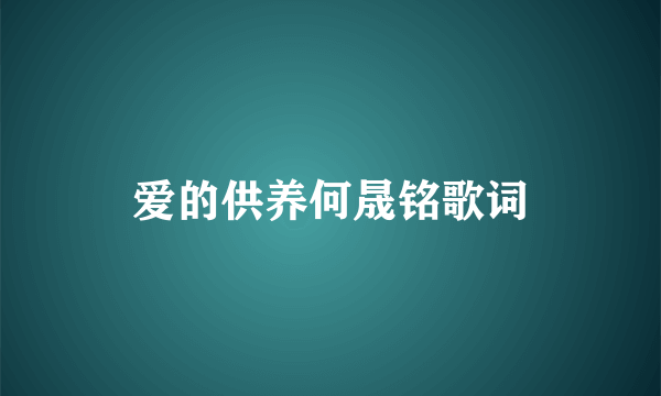 爱的供养何晟铭歌词