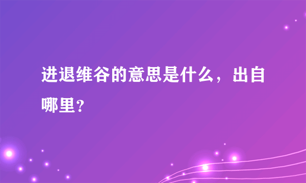 进退维谷的意思是什么，出自哪里？