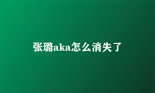 张璐aka怎么消失了