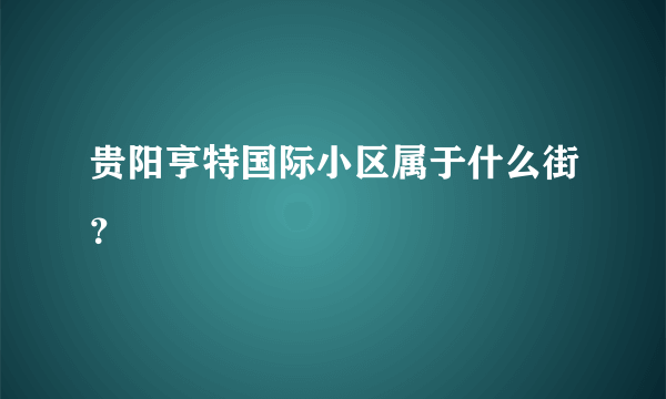 贵阳亨特国际小区属于什么街？