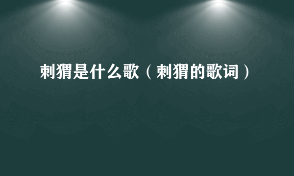 刺猬是什么歌（刺猬的歌词）