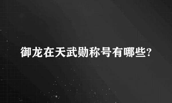 御龙在天武勋称号有哪些?