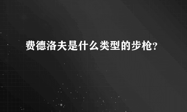 费德洛夫是什么类型的步枪？