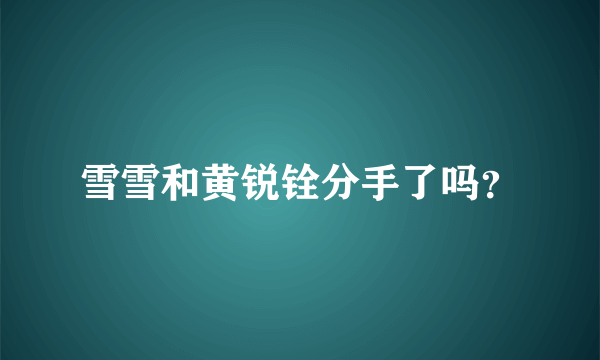雪雪和黄锐铨分手了吗？
