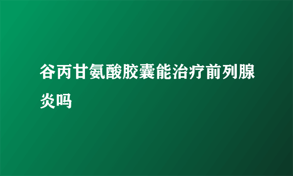 谷丙甘氨酸胶囊能治疗前列腺炎吗