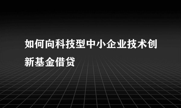 如何向科技型中小企业技术创新基金借贷