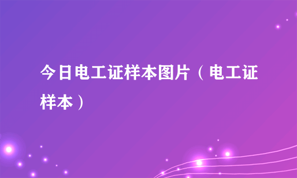 今日电工证样本图片（电工证样本）