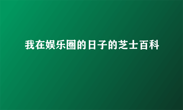 我在娱乐圈的日子的芝士百科