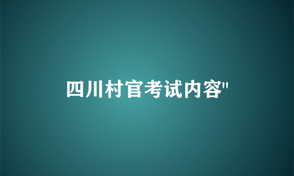 四川村官考试内容
