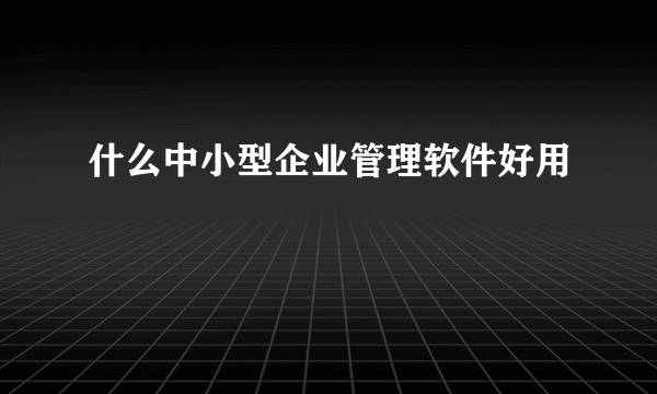什么中小型企业管理软件好用