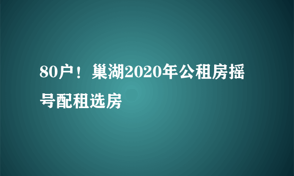 80户！巢湖2020年公租房摇号配租选房