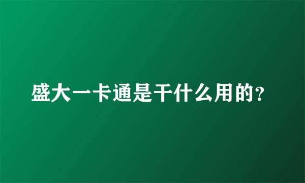 盛大一卡通是干什么用的？