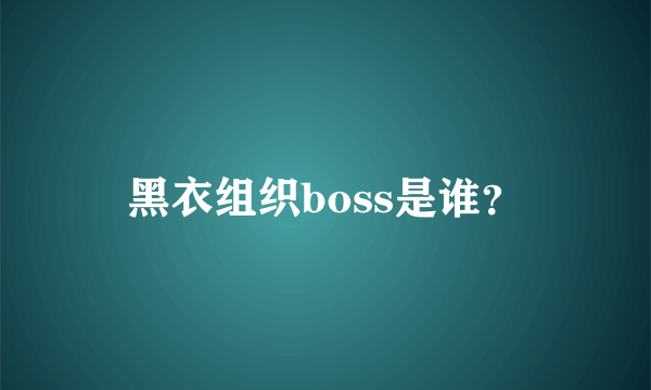 黑衣组织boss是谁？