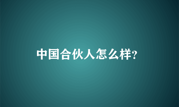 中国合伙人怎么样？