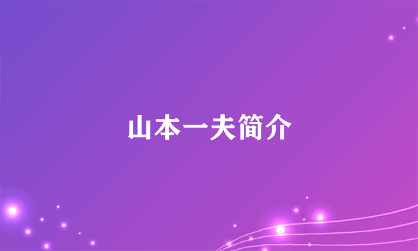 山本一夫简介