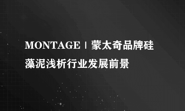 MONTAGE｜蒙太奇品牌硅藻泥浅析行业发展前景