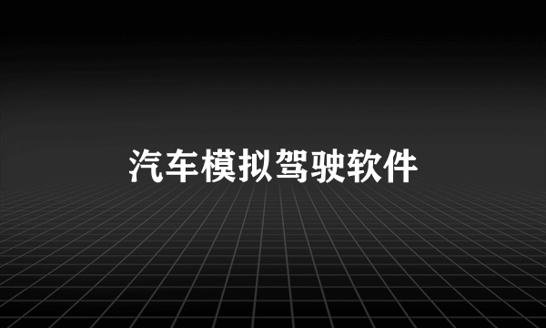 汽车模拟驾驶软件
