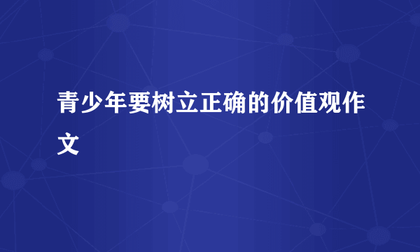 青少年要树立正确的价值观作文