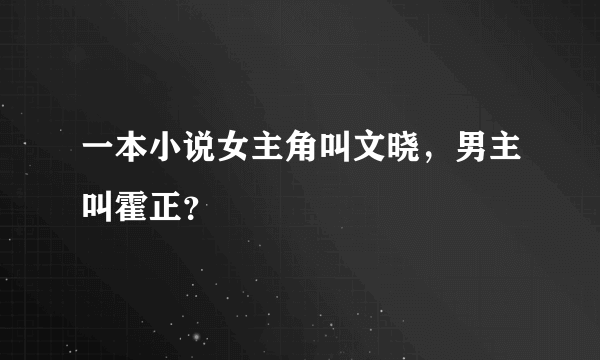 一本小说女主角叫文晓，男主叫霍正？