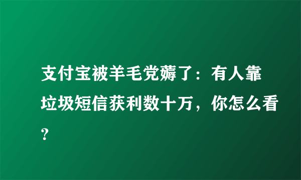支付宝被羊毛党薅了：有人靠垃圾短信获利数十万，你怎么看？