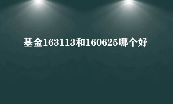 基金163113和160625哪个好