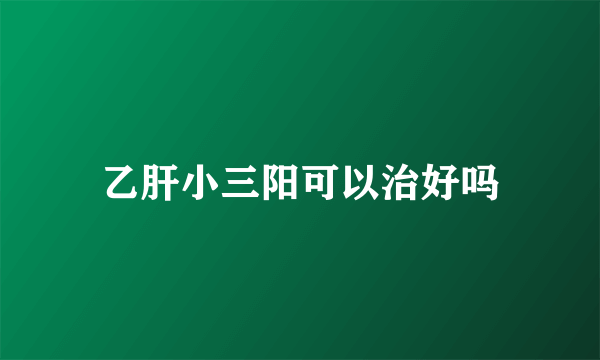 乙肝小三阳可以治好吗