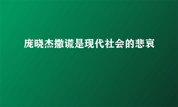 庞晓杰撒谎是现代社会的悲哀