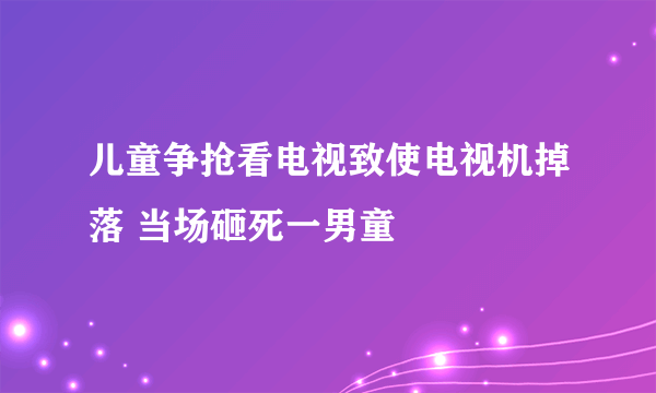 儿童争抢看电视致使电视机掉落 当场砸死一男童