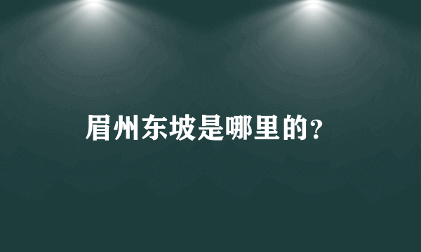眉州东坡是哪里的？