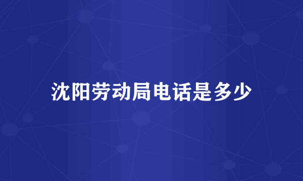 沈阳劳动局电话是多少