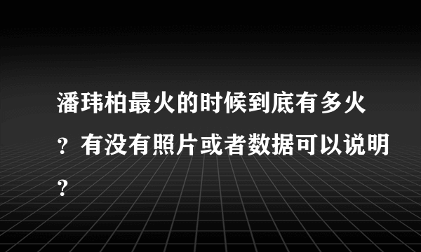 潘玮柏最火的时候到底有多火？有没有照片或者数据可以说明？