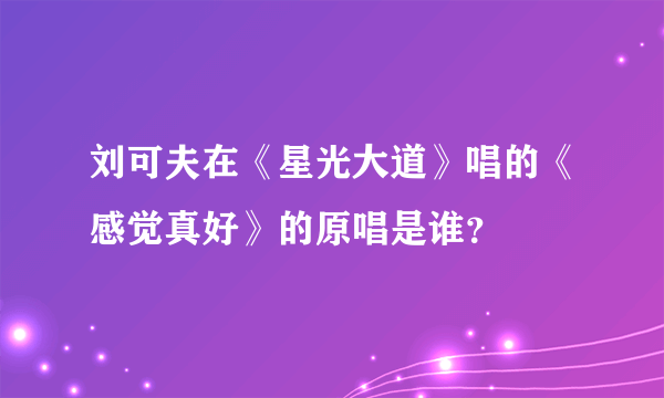 刘可夫在《星光大道》唱的《感觉真好》的原唱是谁？