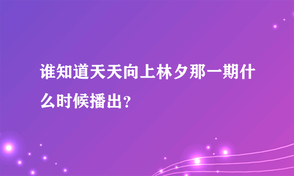 谁知道天天向上林夕那一期什么时候播出？