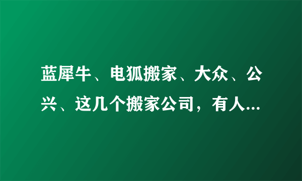 蓝犀牛、电狐搬家、大众、公兴、这几个搬家公司，有人来给我排个名嘛？
