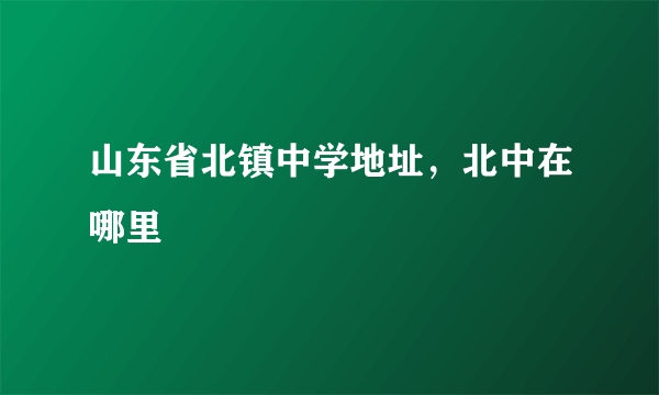 山东省北镇中学地址，北中在哪里