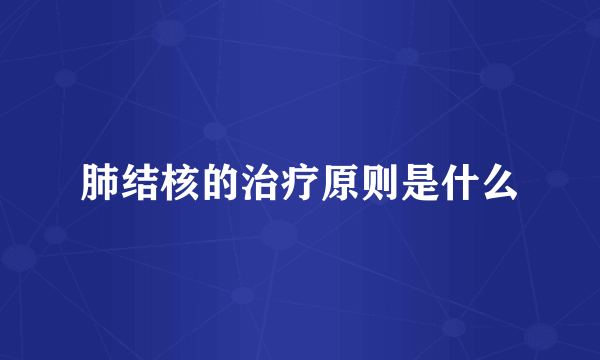肺结核的治疗原则是什么