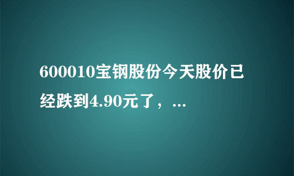 600010宝钢股份今天股价已经跌到4.90元了，还会下跌吗？可以买入吗？
