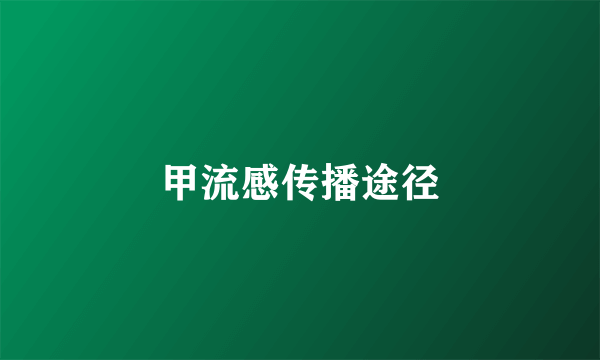 甲流感传播途径