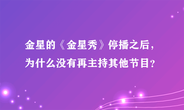 金星的《金星秀》停播之后，为什么没有再主持其他节目？