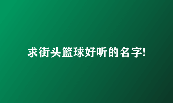 求街头篮球好听的名字!