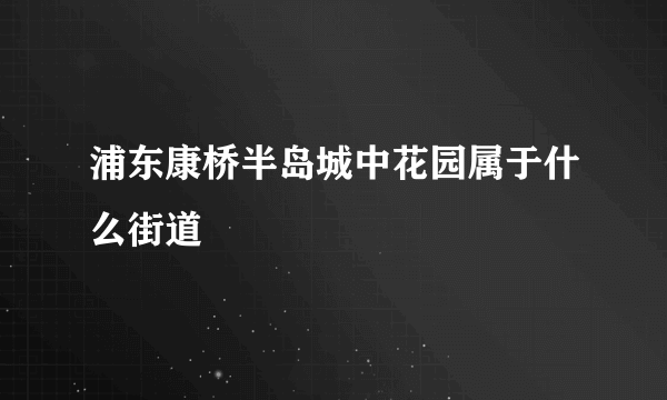 浦东康桥半岛城中花园属于什么街道