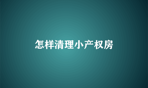 怎样清理小产权房