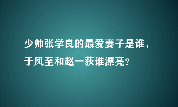 少帅张学良的最爱妻子是谁，于凤至和赵一荻谁漂亮？
