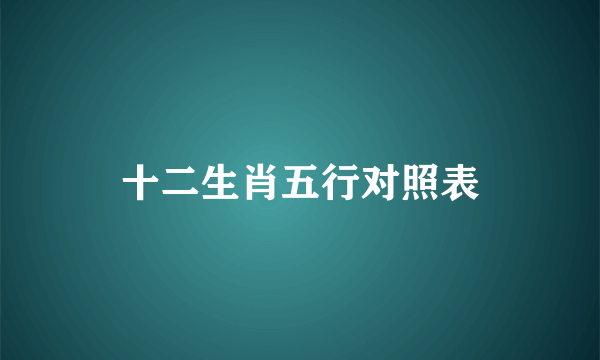 十二生肖五行对照表