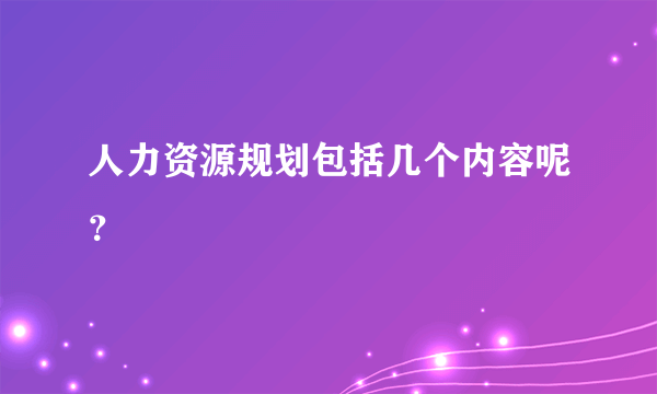 人力资源规划包括几个内容呢？